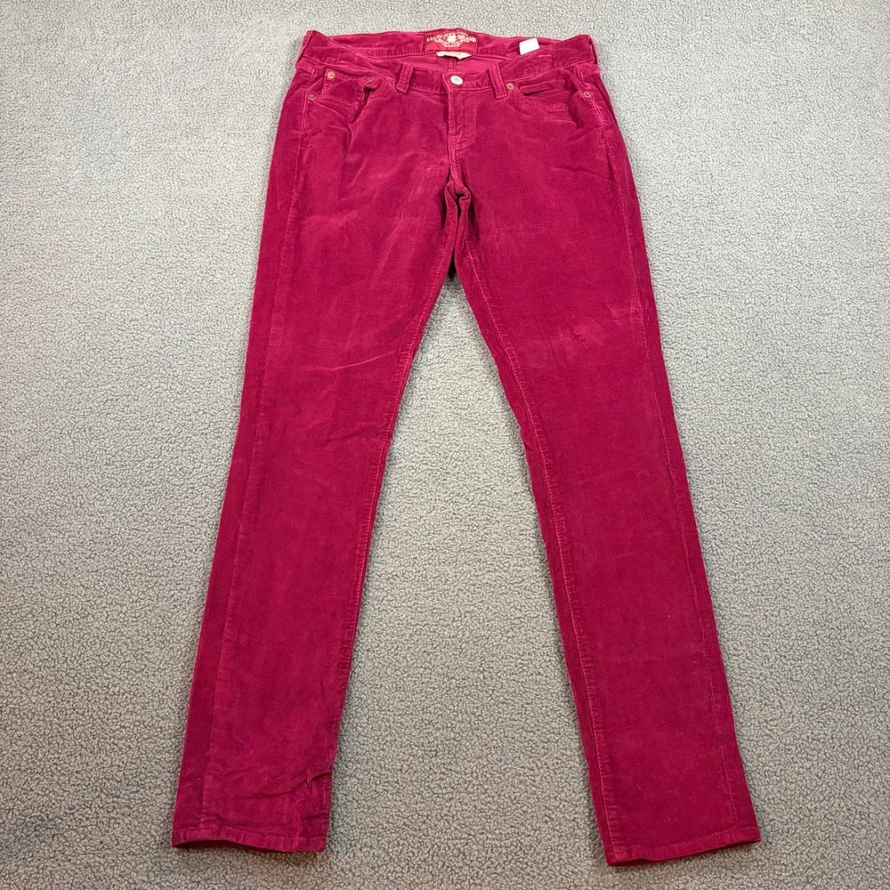 Lucky Brand Pants Womens 6/28 Red Zoe Skinny Corduroy Stretch Low Rise Casual